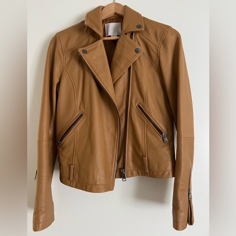 Rachel parcell leather moto jacket.